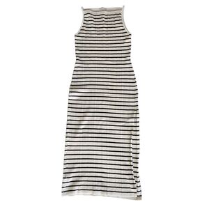 Abercrombie & Fitch Black and White Striped Midi Dress